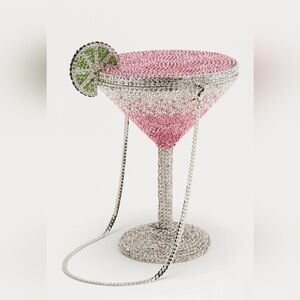Sparkling Rhinestone Martini Glass Shaped Handbag